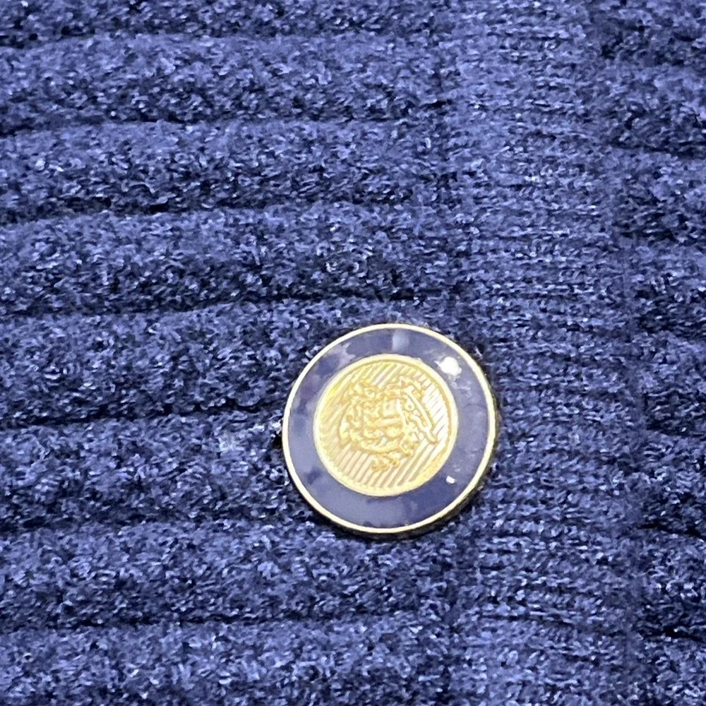 Joie Sweater‎ Vest Blue Cable Knit Gold Button Front Size 1X Office Career Layer